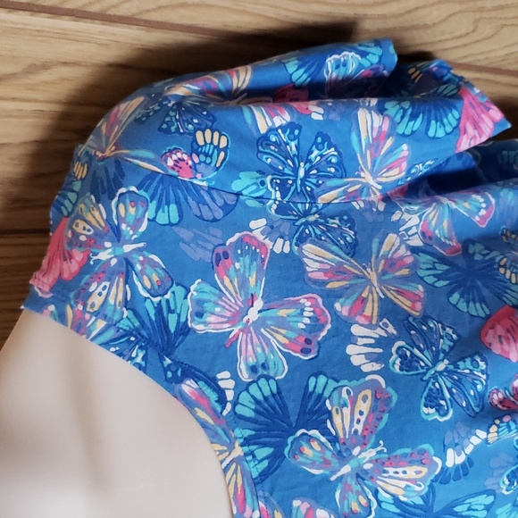 Blue multicolor butterfly print lounge or sleep top NWOT - Picture 2 of 4